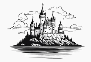 a castle floating in the sky tattoo idea