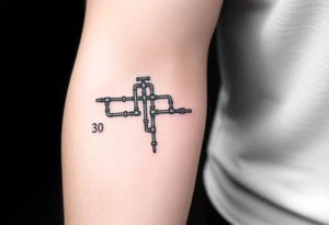 system of 30 thin curved plumbing pipes tattoo idea