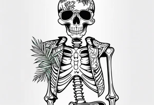 skeleton wearing a hawaiian shirt tattoo idea
