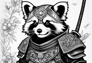 Cute small Red panda samurai armor tattoo idea