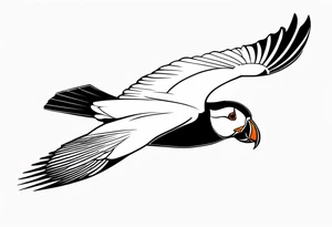 a flying puffin 
 - (mostly black coloured) forarm Tattoo tattoo idea