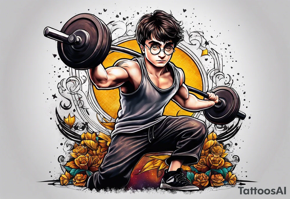 Harry Potter lifting weights tattoo idea