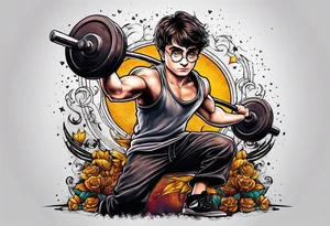 Harry Potter lifting weights tattoo idea