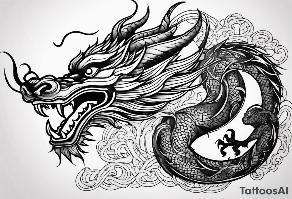 chinese dragon slim in the shoulder tattoo idea