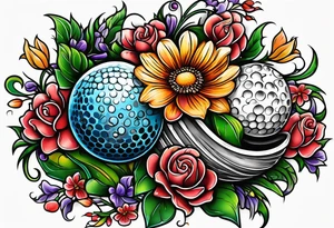 Dad golfing bowling softball flowers tattoo idea