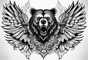 Winged bear tattoo idea