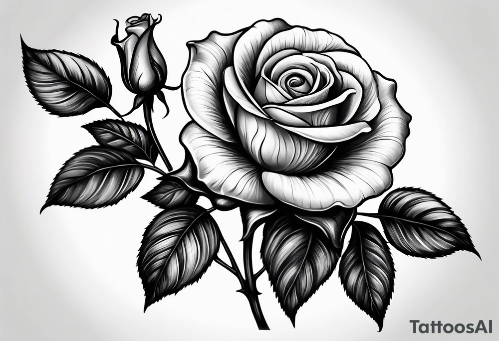 One single black long stemmed rose tattoo idea