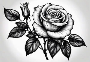 One single black long stemmed rose tattoo idea