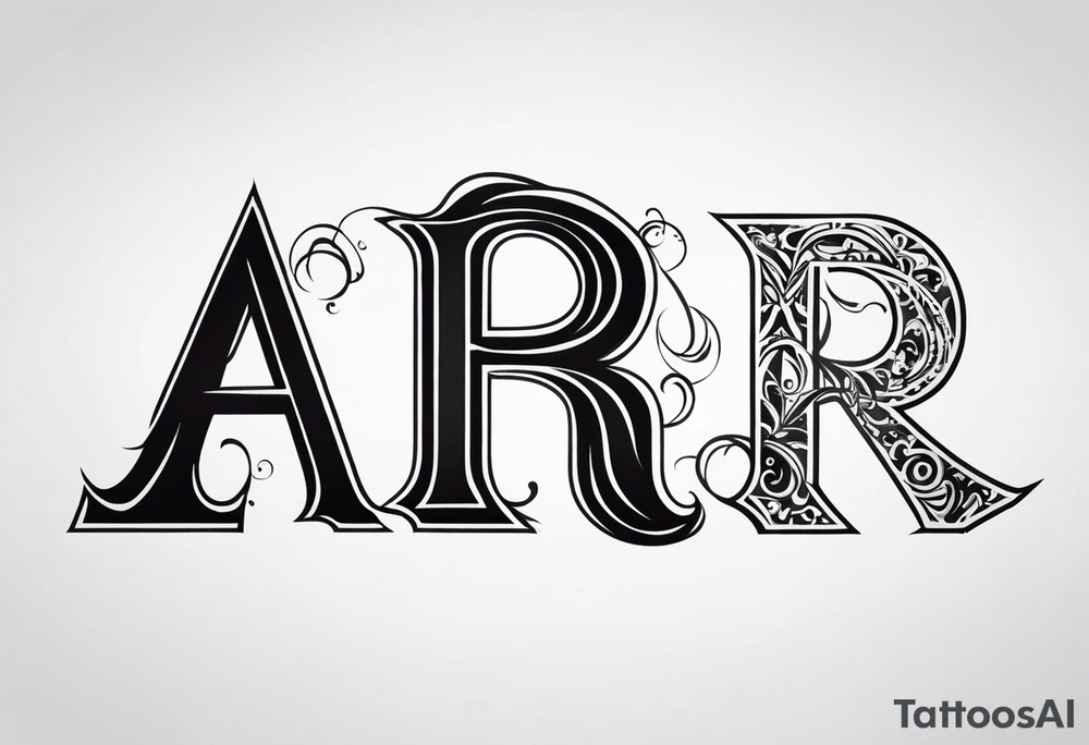 the letters A R in the middle of a ninja headband tattoo idea