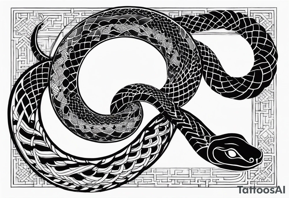 Snake tattoo for placement along the spine in japanese style where the head is positioned at the bottom end of my spine to symbolise a journey of healing and transformation with reference to ying yang tattoo idea