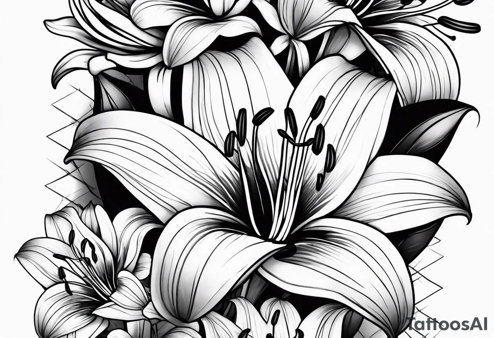 Lily flowers wrap around forearm tattoo idea