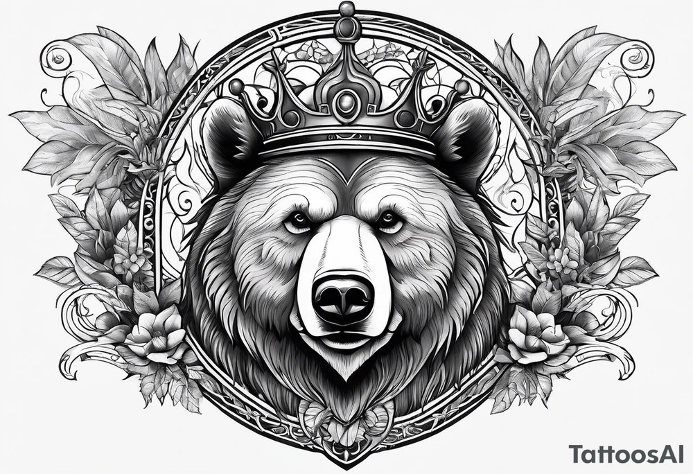 bear and helm on forearm tattoo idea
