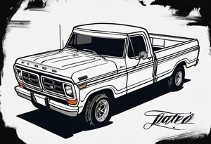 1974 ford f-100 in front of oil jack tattoo idea
