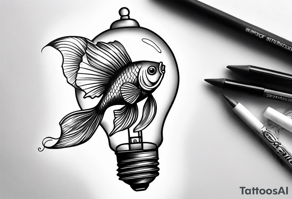 A beta fish inside of a lightbulb tattoo idea