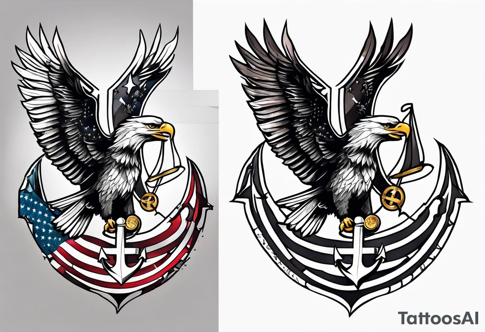 Eagle, flag, anchor tattoo idea