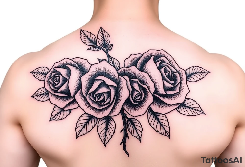 4 Rose tattoo in color tattoo idea