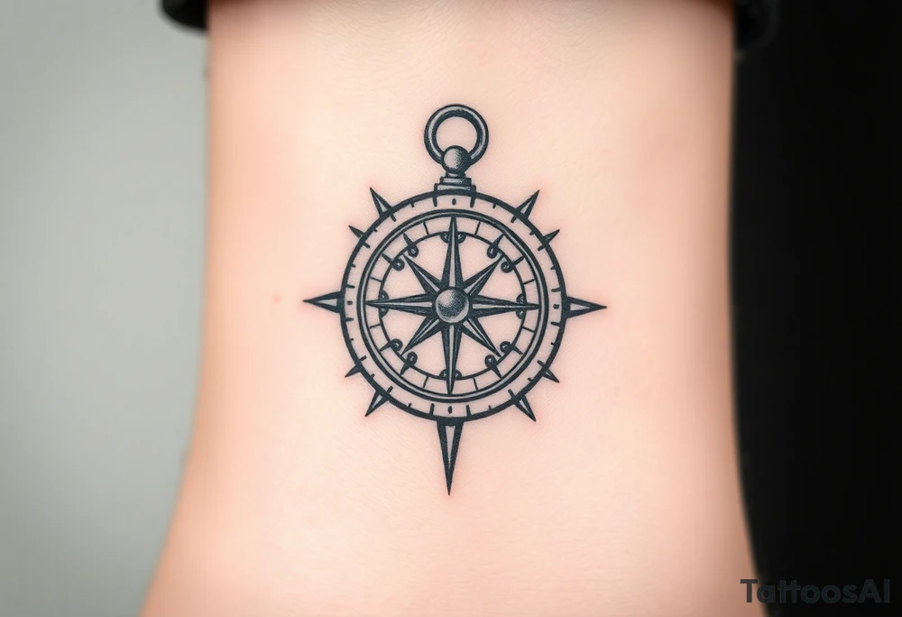 Strong meaningful compass with past tattoo idea