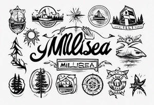 The word "MILLSEA", with an outdoors vibe. Block lettering tattoo idea