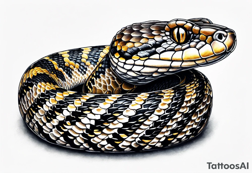 Diamond back rattle snake with rattle tattoo idea