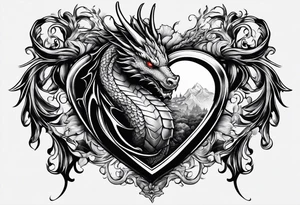 Realistic heart with a dragon tattoo idea