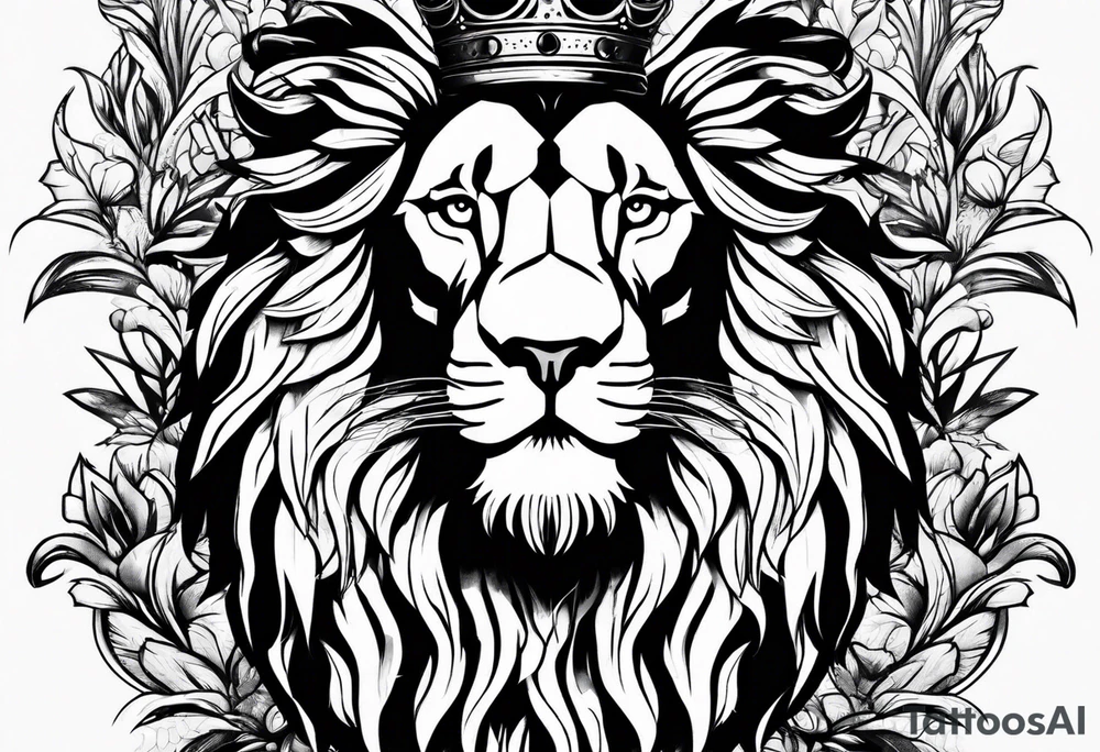 lion wearing crown tattoo idea