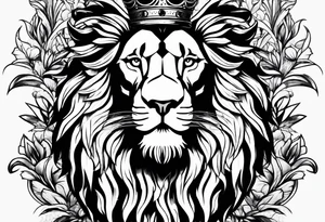 lion wearing crown tattoo idea
