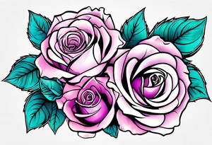 Dad (06-07-14), roses, teal, pink, purple tattoo idea