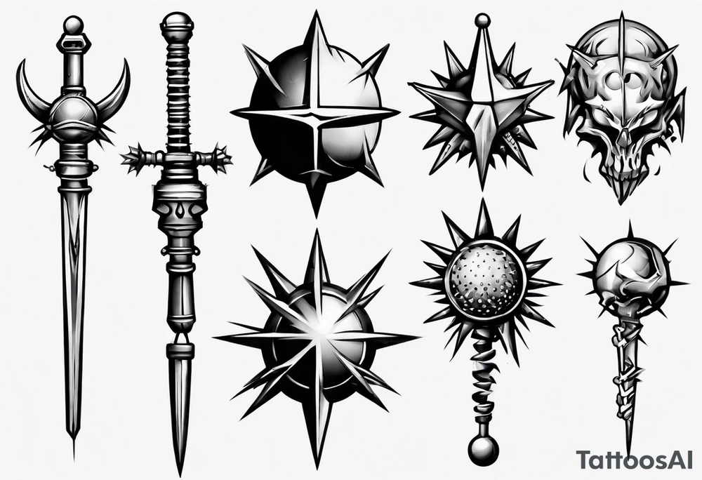 spiked ball mace on a chain tattoo idea