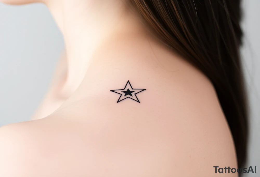 A star tattoo design. . black and white. small tattoo idea