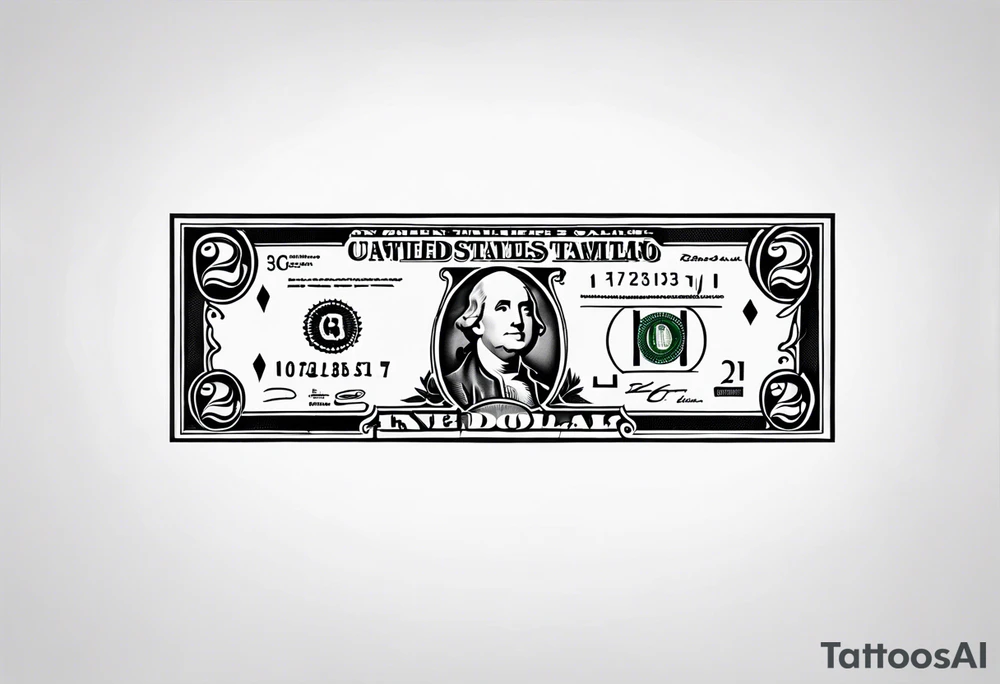 2 dollar bill flowing tattoo idea