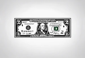 2 dollar bill flowing tattoo idea