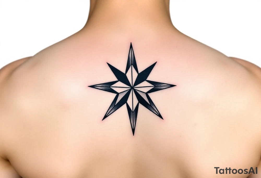 Minimalist star tattoo with nonbinary flag colors (yellow, white, purple, black), clean line art, transparent background. tattoo idea