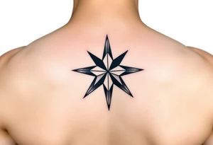 Minimalist star tattoo with nonbinary flag colors (yellow, white, purple, black), clean line art, transparent background. tattoo idea