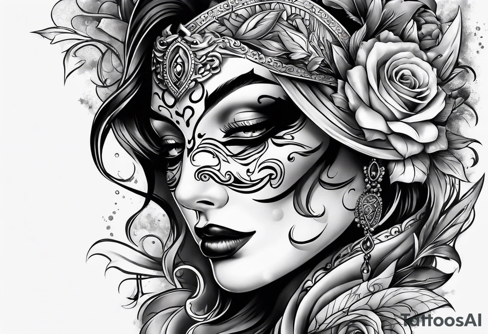 Two face mask tattoo tattoo idea
