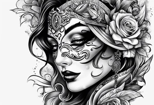 Two face mask tattoo tattoo idea