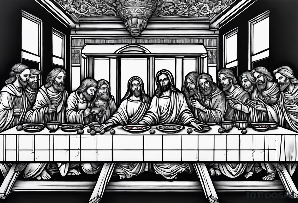 Skeleton last supper tattoo idea