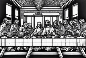 Skeleton last supper tattoo idea