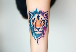 Half lioness face tattoo idea