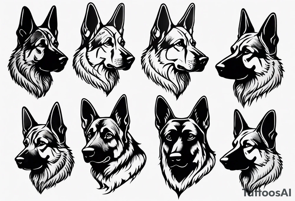 Side profile German shepherd tattoo idea