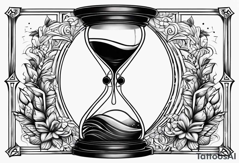 Breaking hour glass with words tempus on bottom and fugit on top tattoo idea