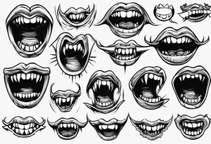 japanese monster mouth smiling widely (teeth and lips only, closed mouth) tattoo idea