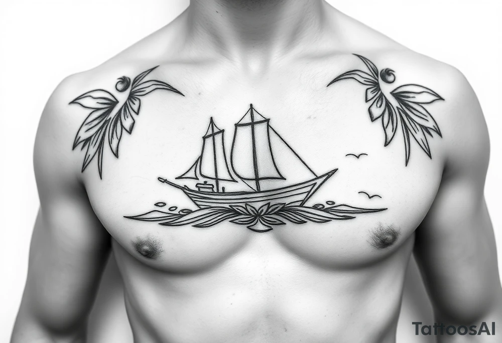 Polynesian tribal island boat tattoo tattoo idea