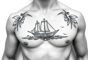 Polynesian tribal island boat tattoo tattoo idea