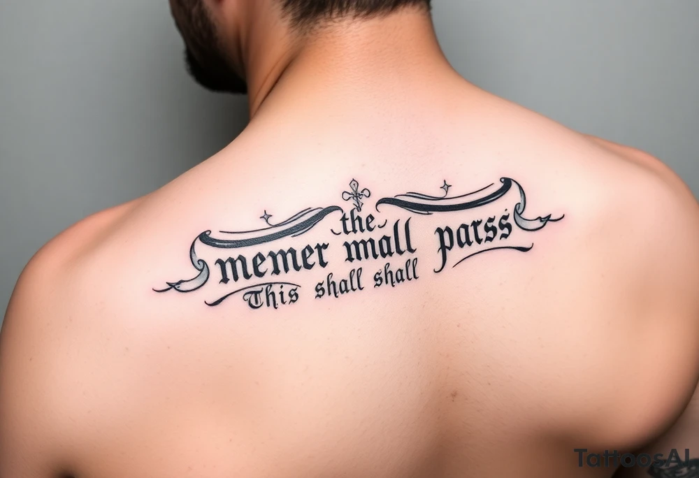 Ambigram of “memento mori” and “this shall pass” tattoo idea
