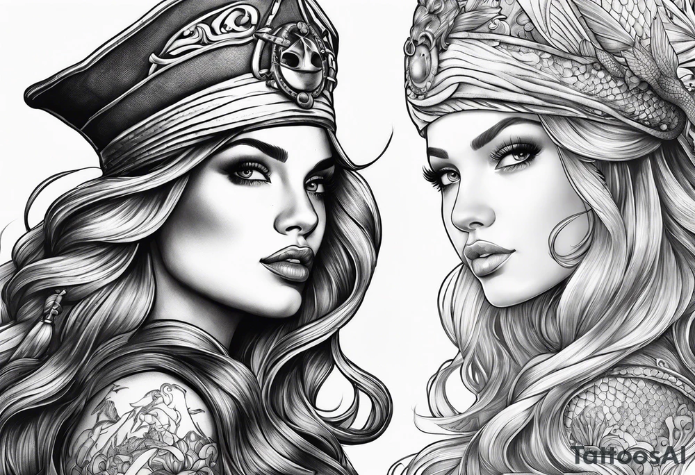 Nautical, mermaid, pirates tattoo idea