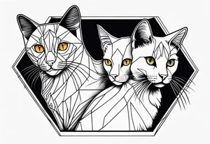 black cat and ginger cat face tattoo idea