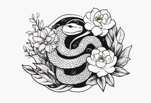 Snake and flowers tattoo idea