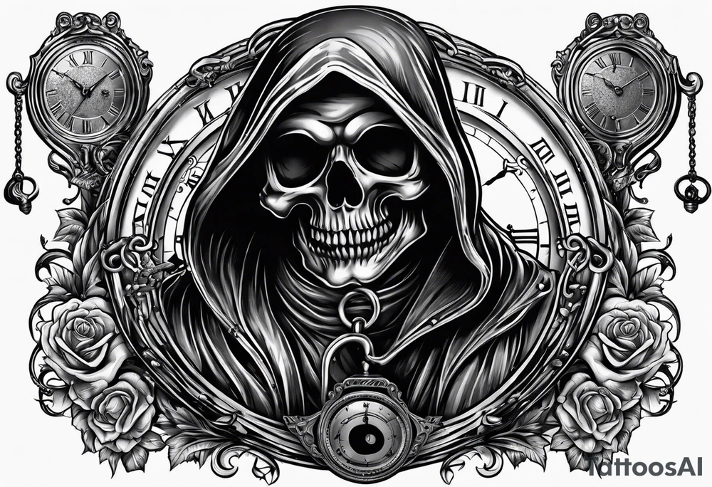 Grim reaper with a pocket watch tattoo idea