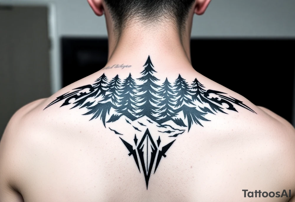 Snowy Alaskan winter forest tattoo idea