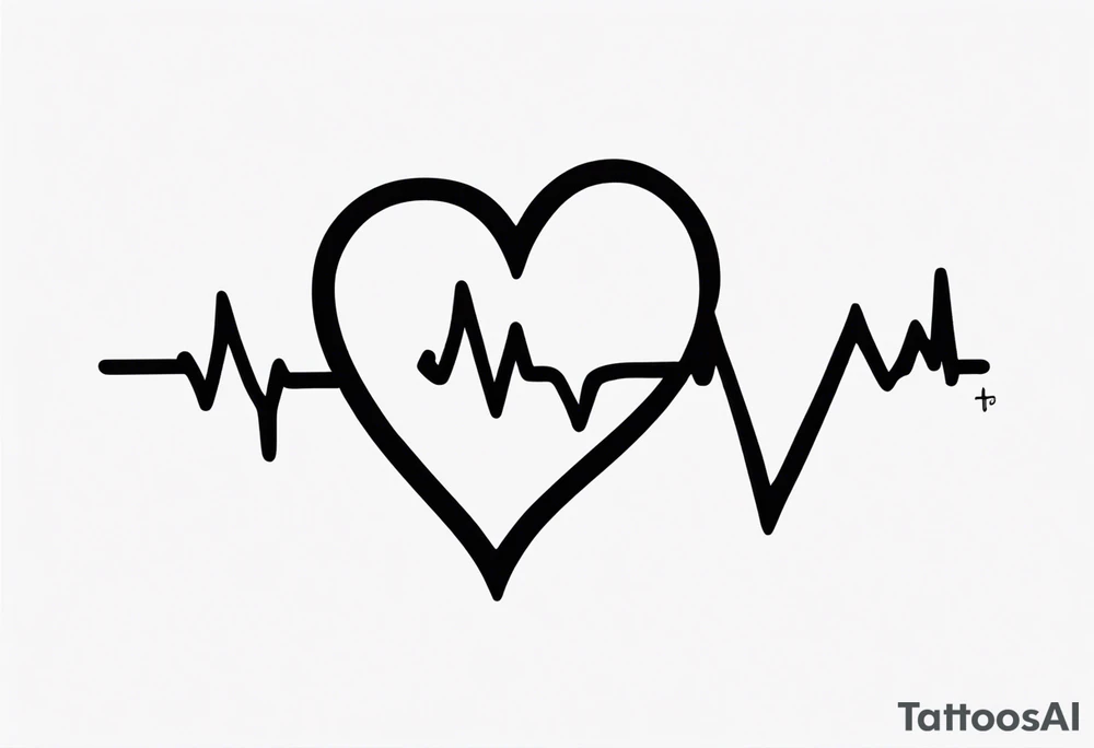 heartbeat with initials JC SS DS JC spaced out tattoo idea